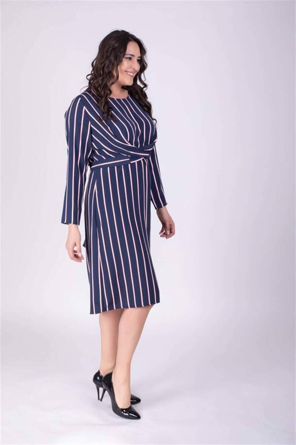 Striped Dress with Tie Detail - 1