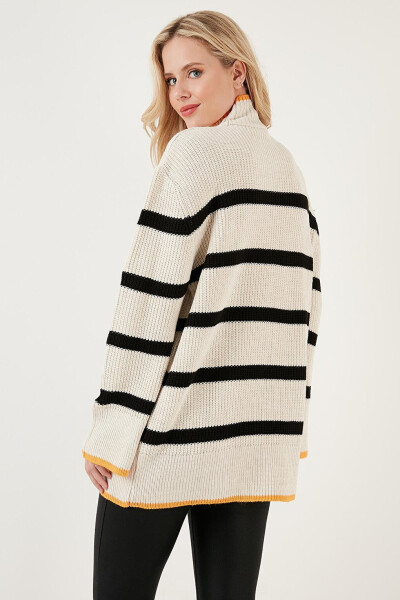 Striped Fisherman Neck Wide Sleeve Knit Sweater 4615144 - 10