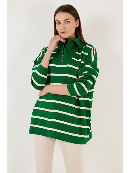 Striped Half-Zip Oversized Knit Sweater 4616080 - 2