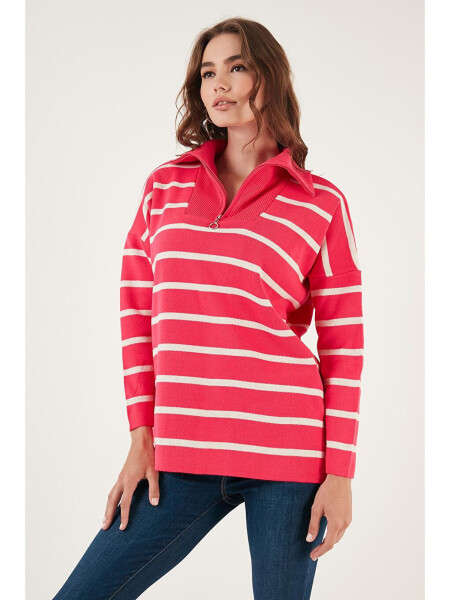 Striped Half-Zip Oversized Knit Sweater 4616080 - 2