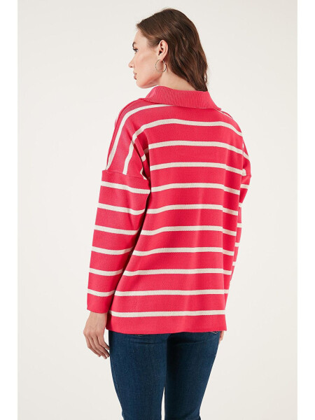 Striped Half-Zip Oversized Knit Sweater 4616080 - 5