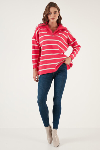 Striped Half-Zip Oversized Knit Sweater 4616080 - 9