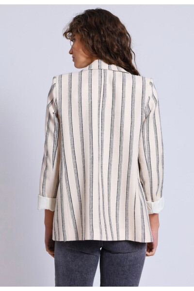 Striped Linen Blazer Jacket - 3