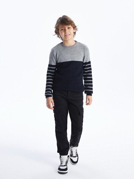 Striped Long Sleeve Boys' Turtleneck Sweater - 6