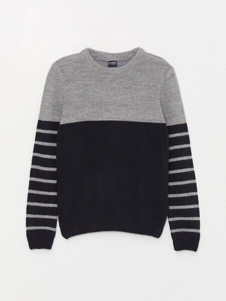 Striped Long Sleeve Boys' Turtleneck Sweater - 7