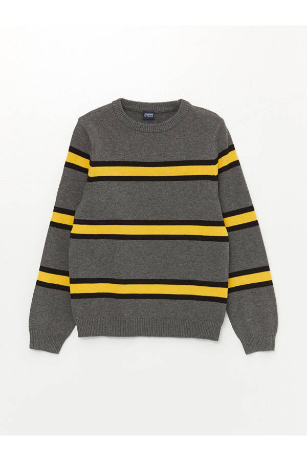 Striped Long Sleeve Crew Neck Boys' Knit Sweater - 1