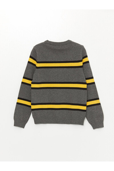 Striped Long Sleeve Crew Neck Boys' Knit Sweater - 2