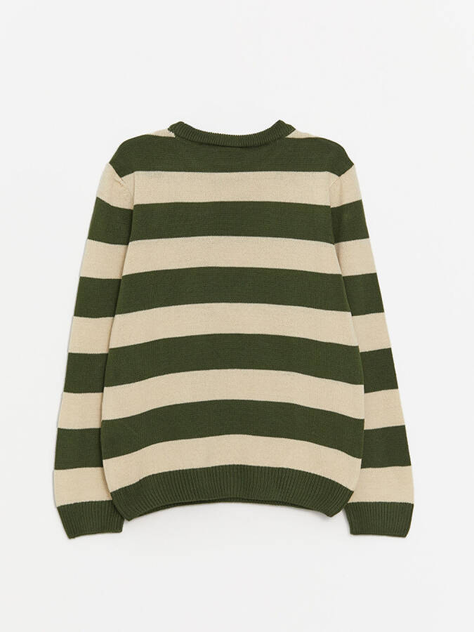 Striped Long Sleeve Crew Neck Boys' Knit Sweater - 2