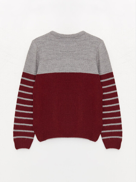 Striped Long Sleeve Crew Neck Boys Knit Sweater - 2