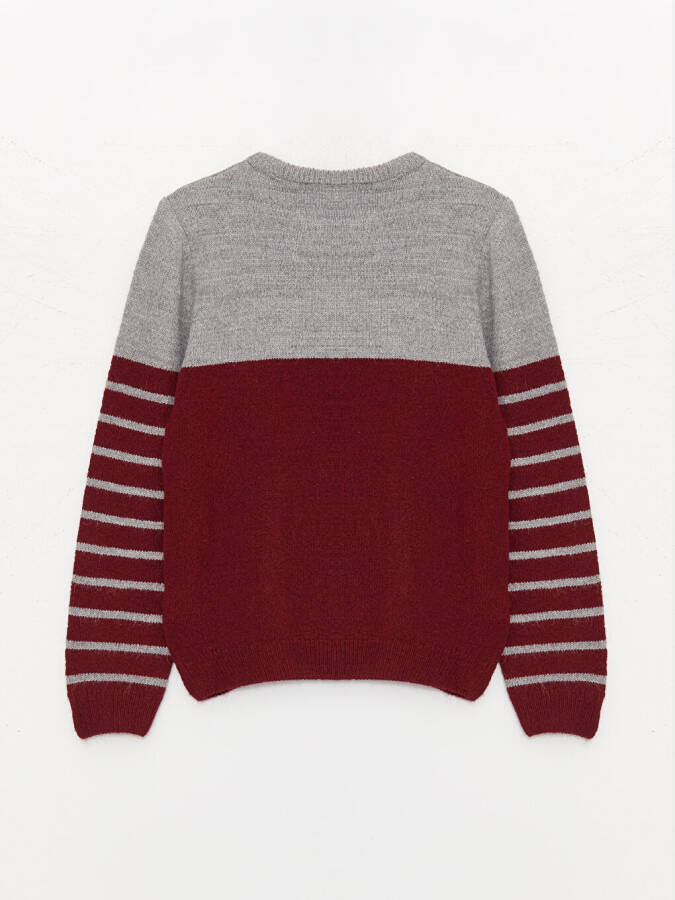 Striped Long Sleeve Crew Neck Boys Knit Sweater - 2