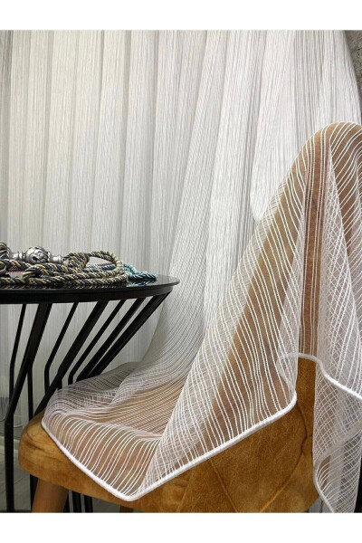 Striped Pleated 1/3 Voile Curtain - 1