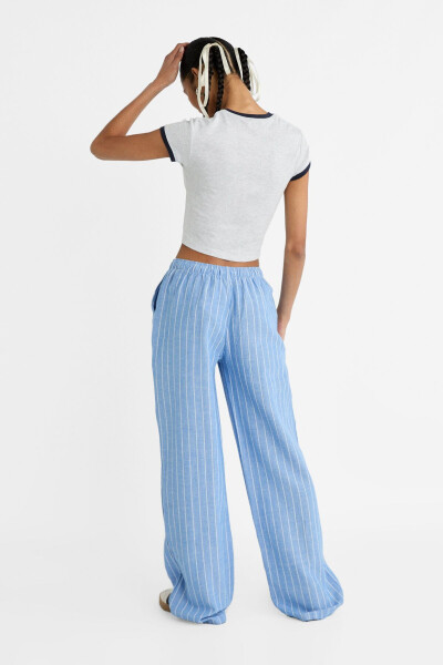 Striped relaxed fit linen blend trousers - 10