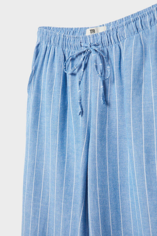 Striped relaxed fit linen blend trousers - 14