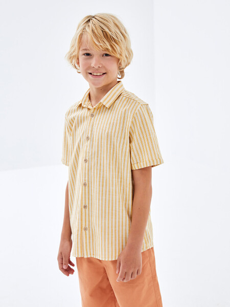 Striped Short Sleeve Boys Shirt - 1