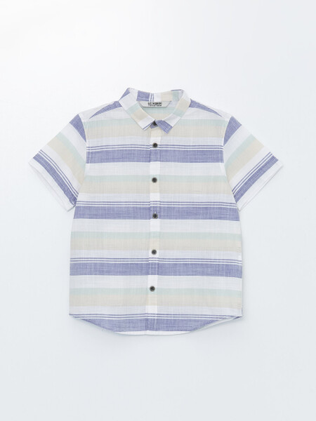 Striped Short Sleeve Boys Shirt - 1