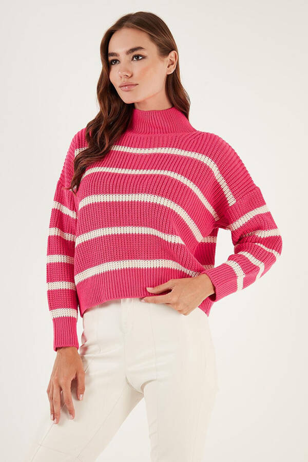 Striped Stand Collar Winter Sweater 4616118 - 7