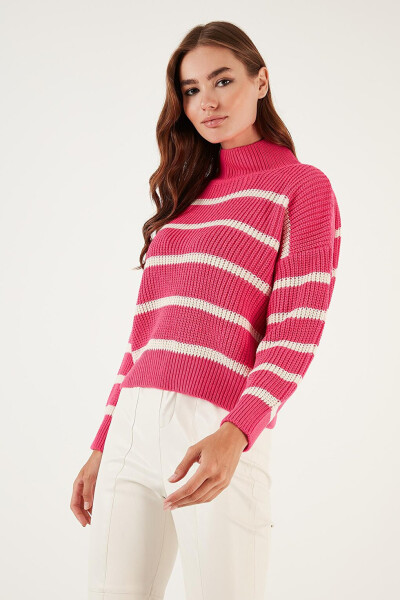 Striped Stand Collar Winter Sweater 4616118 - 9