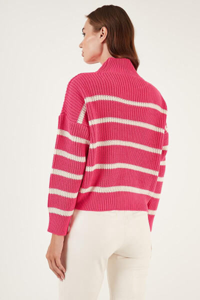 Striped Stand Collar Winter Sweater 4616118 - 10