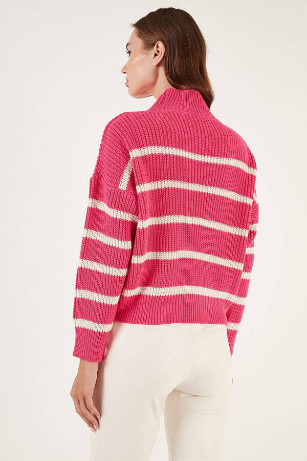 Striped Stand Collar Winter Sweater 4616118 - 10