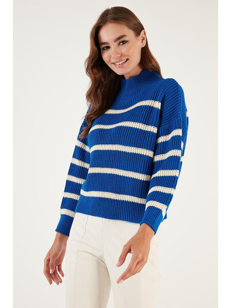 Striped Stand Collar Winter Sweater 4616118 - 1