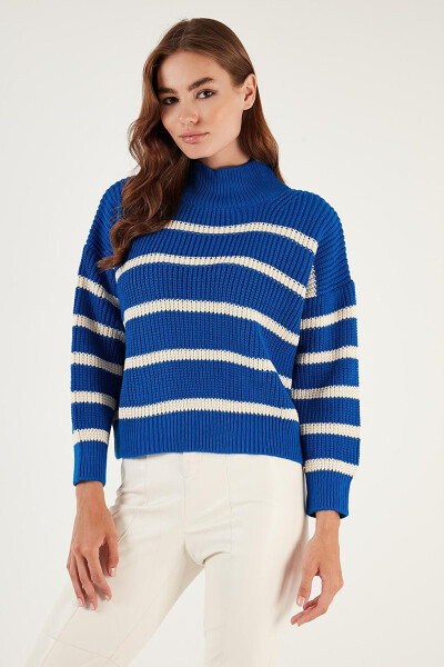 Striped Stand Collar Winter Sweater 4616118 - 9