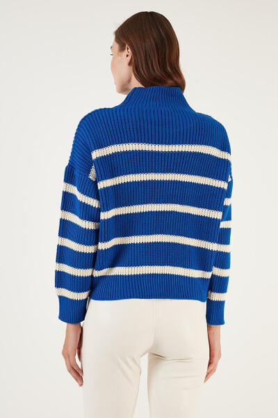 Striped Stand Collar Winter Sweater 4616118 - 10