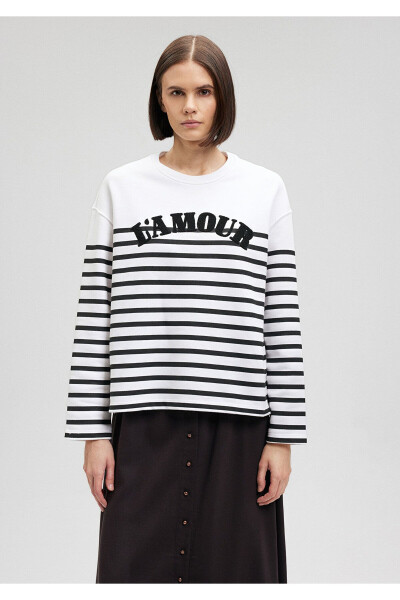 Striped Sweatshirt with Amour Print 1s10065-85407 - 17