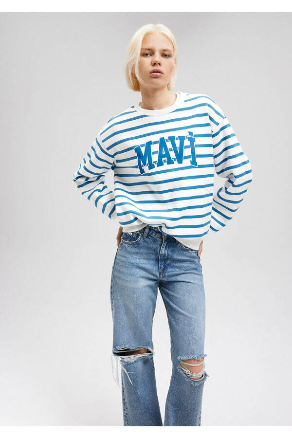 Striped Sweatshirt with Logo Print 1s10099-84476 - 16