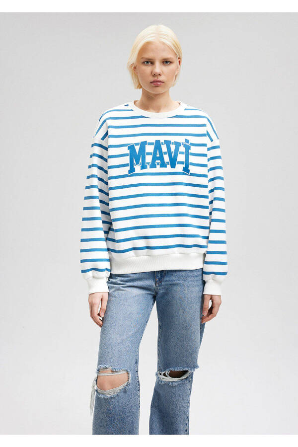 Striped Sweatshirt with Logo Print 1s10099-84476 - 17