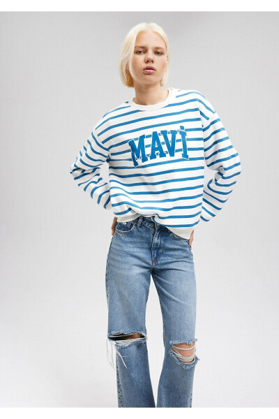 Striped Sweatshirt with Logo Print 1s10099-84476 - 6