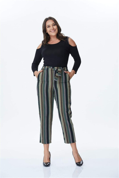 Striped Trousers with Belt - 1