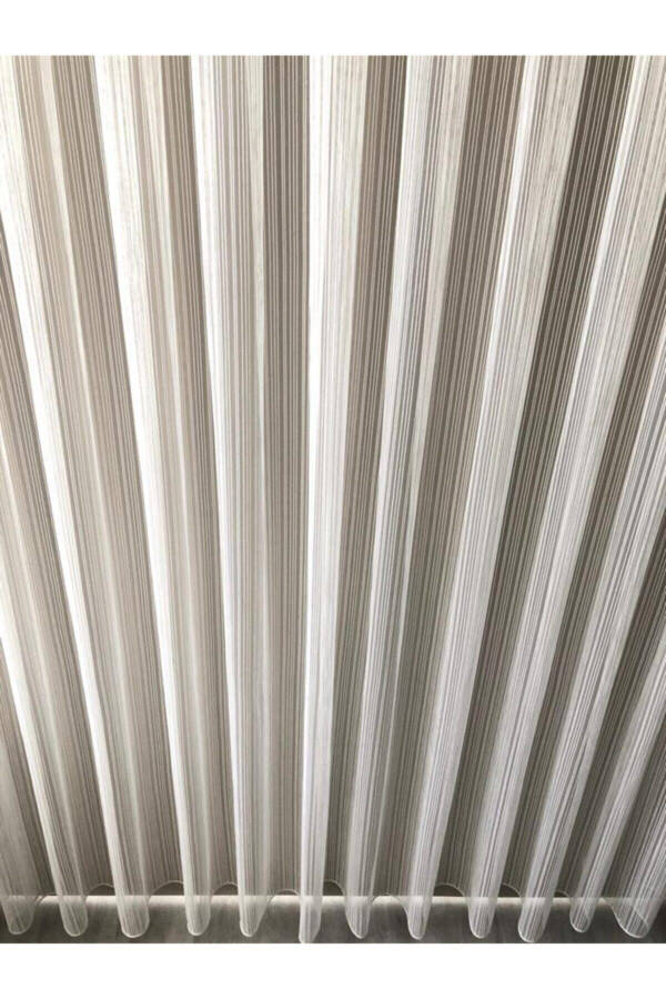 Striped Tulle New Model Tulle Curtain 1 E 2.5 Pleat Medium Pleat - 4