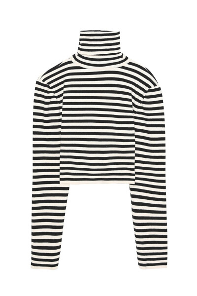 Striped Turtleneck Sweater Ecru-Black - 2