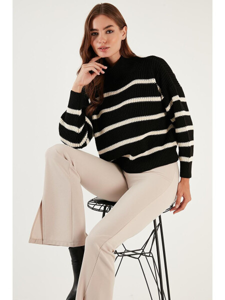 Striped Turtleneck Winter Sweater 4616118 - 1