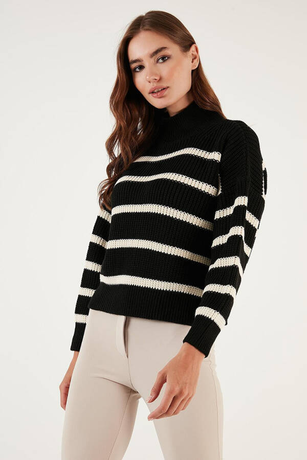 Striped Turtleneck Winter Sweater 4616118 - 12