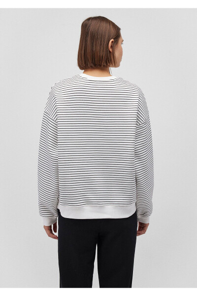 Striped White Sweatshirt with Logo Print 1s10100-85386 - 4