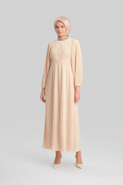 Stylish, pleated dress. Code: 24Y9818. Color: Moonstone. - 4