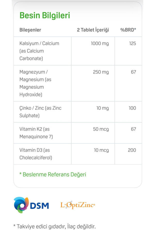 Suda Kolajen Kalsiyum Magnezyum Çinko Plus D3 K2 Vitamini 100 Tablet - 3