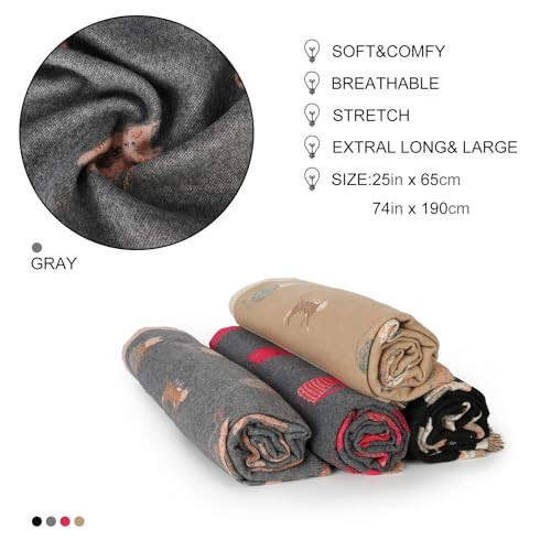 Sumato Scarf for Women Fall Winter Shawl Wraps Long Women Scarves Warm Soft Cashmere Feel Classic Cat Style - 8