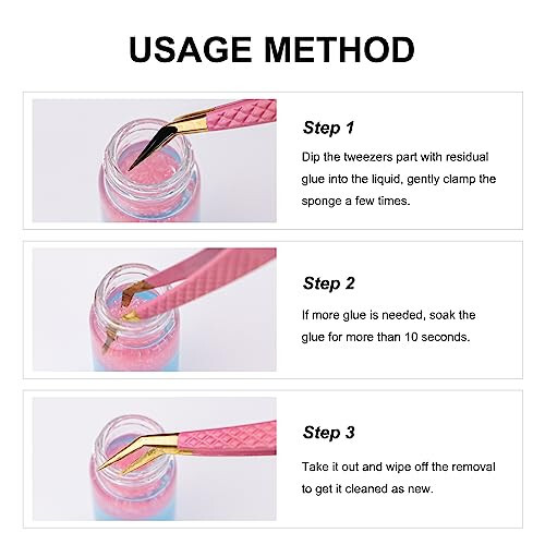 SUMFORMI Eyelash Extension Tweezers Cleaner Lash Tweezers Cleaning Tool for Eyelash Glue Remover Liquid Glue Cleaner Lash Extension Supplies -(2 Spongeballs/bottle) - 3