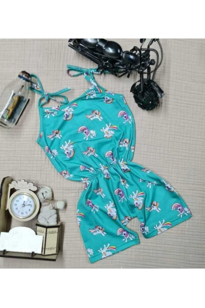 Summer Digital Printed Strapless Girl Jumpsuit Dress - 2