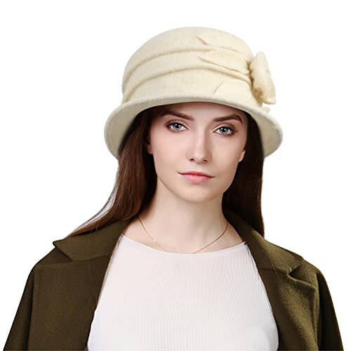 Sumolux Women Beret Hat French Vintage Floral Wool Dress Cloche Classic Winter Hat 1920s - 2