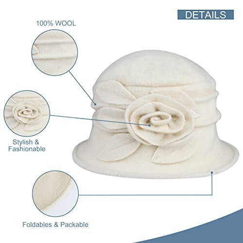 Sumolux Women Beret Hat French Vintage Floral Wool Dress Cloche Classic Winter Hat 1920s - 3