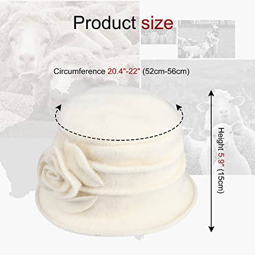 Sumolux Women Beret Hat French Vintage Floral Wool Dress Cloche Classic Winter Hat 1920s - 4