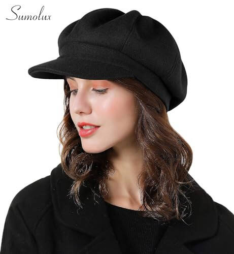 Sumolux Women Beret Newsboy Hat French Wool Cap Classic Autumn Spring Winter - 2