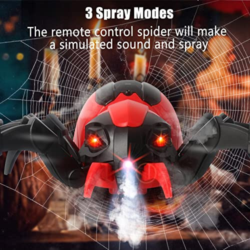 Sumsync Remote Control Spider Kids Toys - Realistic RC Spider, Music Effect, LED Light, Toys for 3 4 5 6 7 8 9 10 11 12+ Year Old Boys/Girls, Gifts for Halloween Christmas Birthday, Red - 8