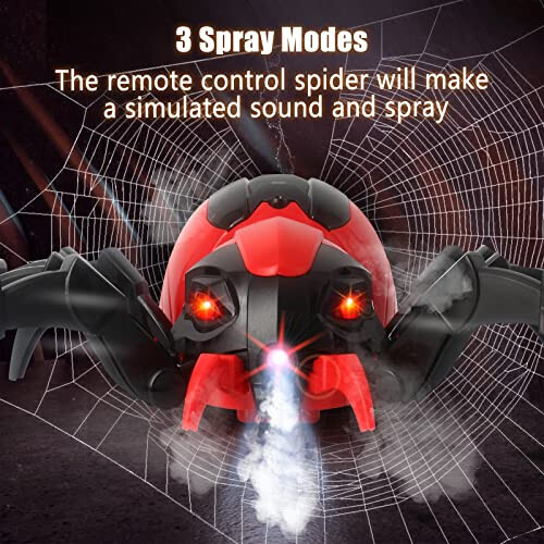 Sumsync Remote Control Spider Kids Toys - Realistic RC Spider, Music Effect, LED Light, Toys for 3 4 5 6 7 8 9 10 11 12+ Year Old Boys/Girls, Gifts for Halloween Christmas Birthday, Red - 13