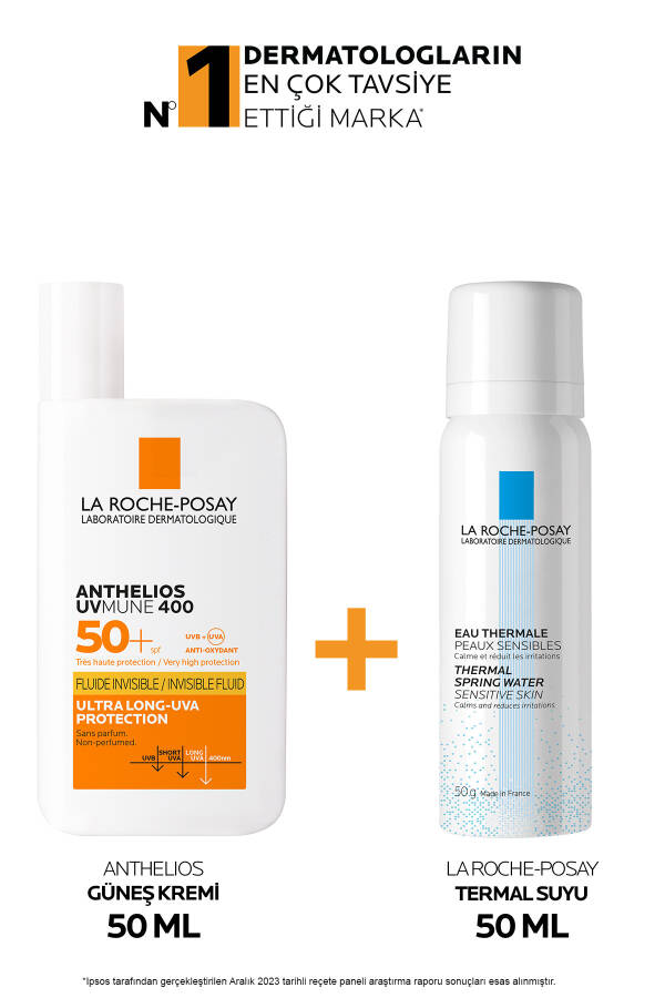 Sun Protection Skin Care Set: Anthelios Uvmune Face Sunscreen 50ML & Thermal Water 50ML - 22