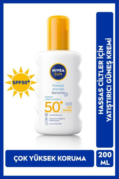 SUN Yüksek Güneş Koruyucu Sprey 200ml, Hassas Ciltler İçin Yatıştırıcı, UVA Koruması, Anında Koruma - 1