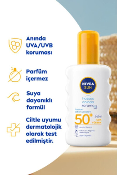 SUN Yüksek Güneş Koruyucu Sprey 200ml, Hassas Ciltler İçin Yatıştırıcı, UVA Koruması, Anında Koruma - 2